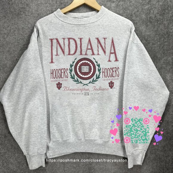 Vintage University of Indiana Hoosiers Sweatshirt, Retro IU Hoosiers Shirt tee - Picture 1 of 2